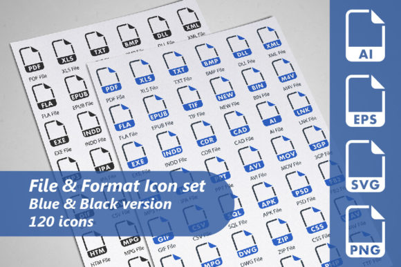 File and Format Icon Set for Graphics and Icons