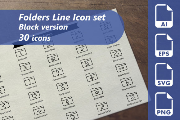 Folders Line Icon Set for Graphics and Icons