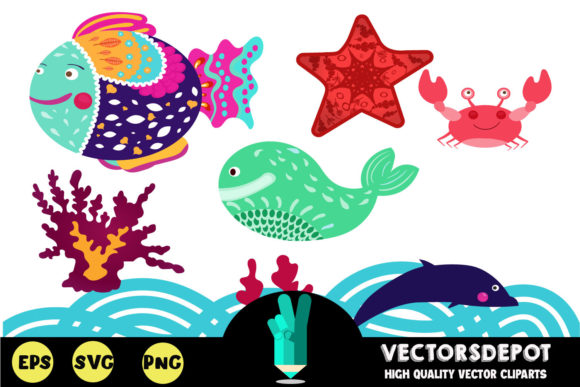 Sea Wonders Clipart: Graphics for Editorial Excellence